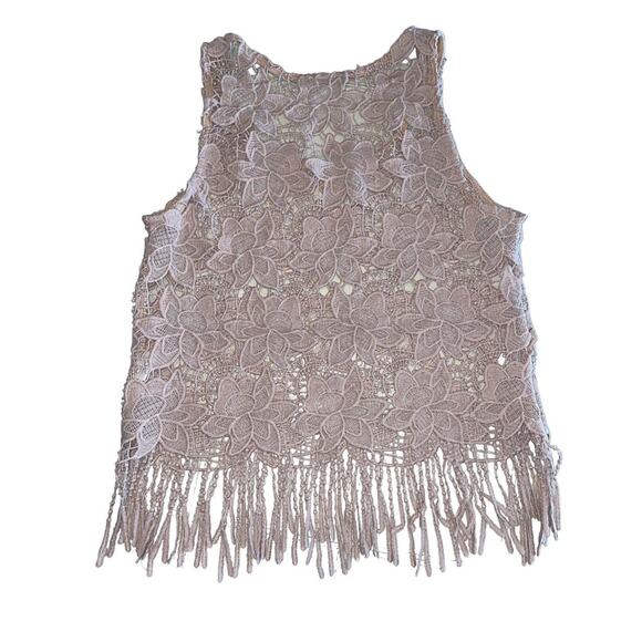 Vintage charlotte russe dusty Rose Fringe Tank Vest Medium - Picture 2 of 4